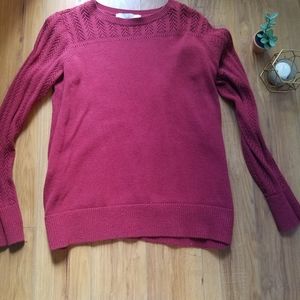 red knit sweater
